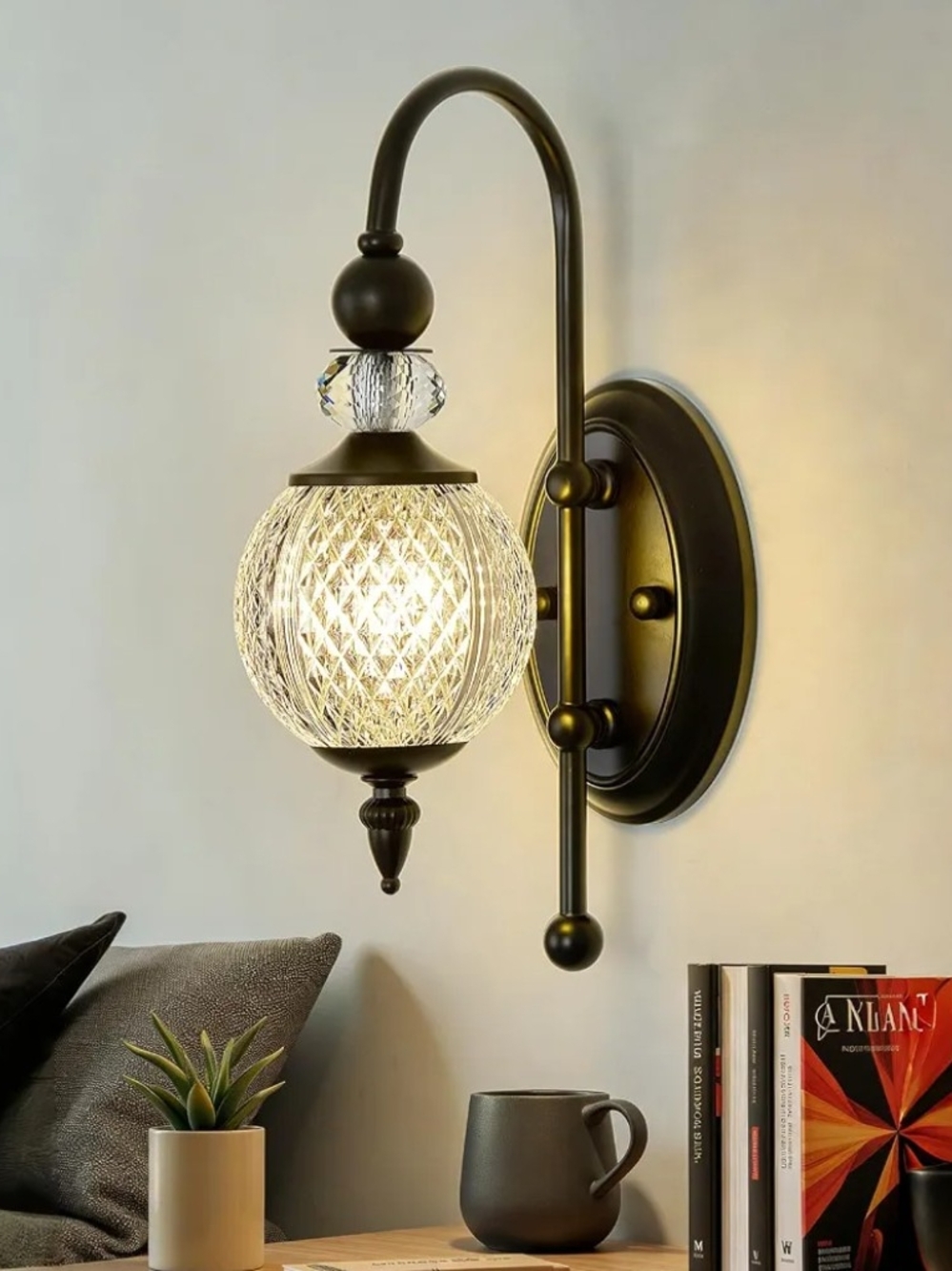 Bronze Vintage Glass Globe Wall Sconce - Hardwired NIB